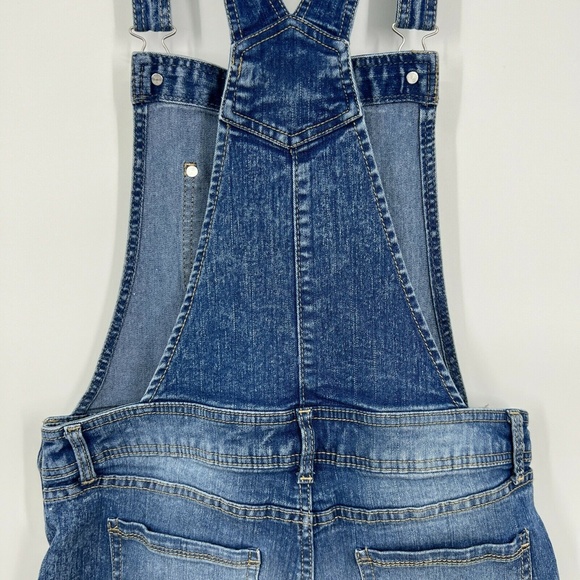 No Boundaries Denim Shortalls Cuffed Overalls Relax Fit - Picture 9 of 12